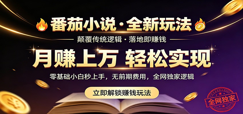 番茄小说5月最新独家玩法，稳定落地实测月入过万！ - 项目资源网