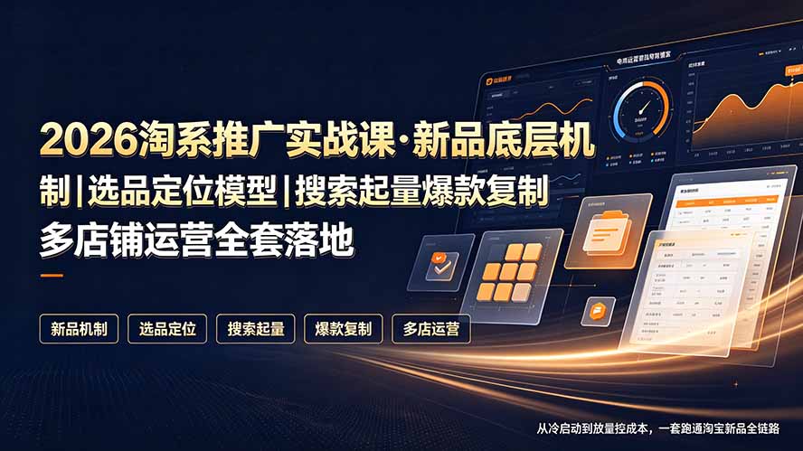 2026淘系推广实战课·新品底层机制｜选品定位模型｜搜索起量爆款复制多店铺运营全套落地教程 - 项目资源网