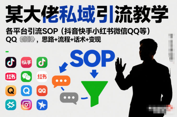 某大佬私域引流教学，各平台引流SOP(抖音快手小红书微信QQ等)，思路+流程+话术+变现(更新0708) - 项目资源网