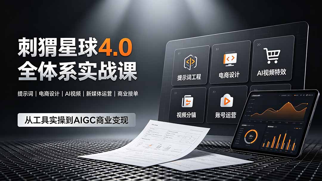 刺猬星球4.0全体系实战课，覆盖提示词工程、电商设计、AI视频特效与新媒体运营，一站式掌握AIGC商业核心技能 - 项目资源网