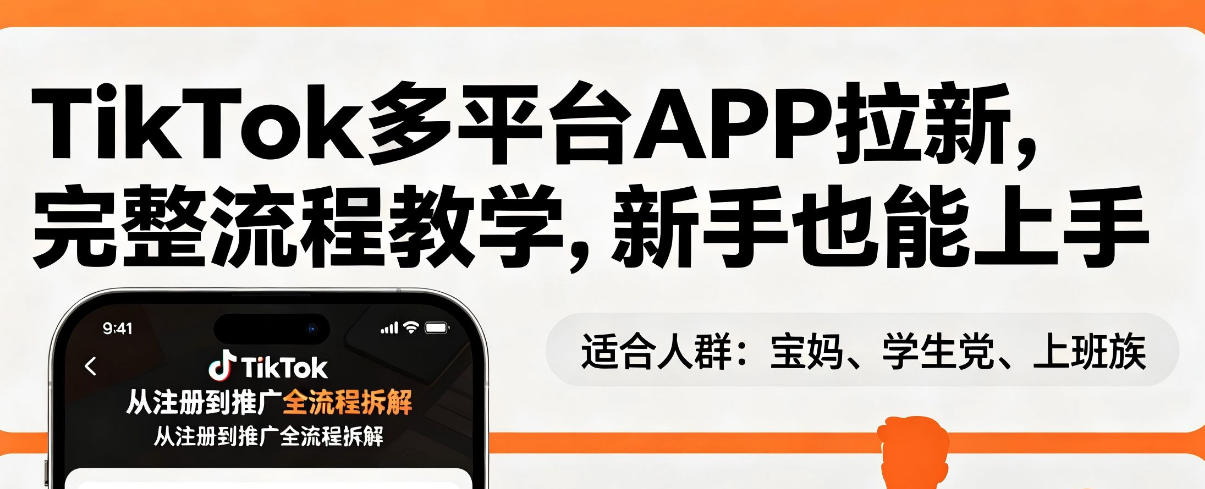 TikTok多平台APP拉新，完整流程教学，新手也能上手，轻松出海搞美金 - 项目资源网