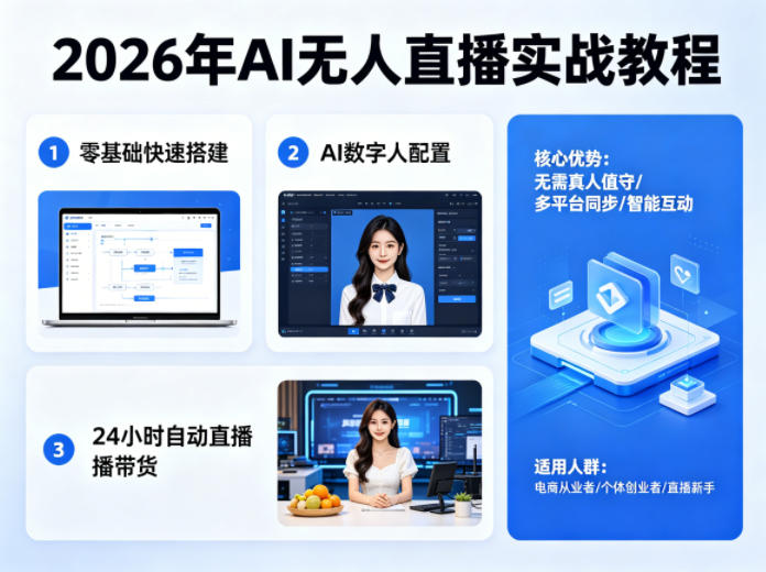 2026年AI无人直播实战教程，零基础也能快速搭建AI数字人无人直播间，实现24小时自动直播带货 - 项目资源网