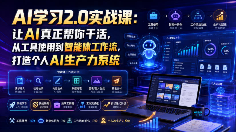 AI学习2.0实战课：让AI真正帮你干活，从工具使用到智能体工作流，打造个人AI生产力系统 - 项目资源网