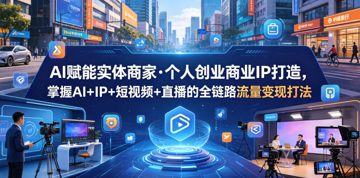 AI赋能实体商家·个人创业商业IP打造，掌握AI+IP+短视频+直播的全链路流量变现打法 - 项目资源网