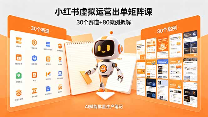 小红书虚拟运营出单矩阵课：30个赛道+80案例拆解，AI赋能批量生产笔记 - 项目资源网
