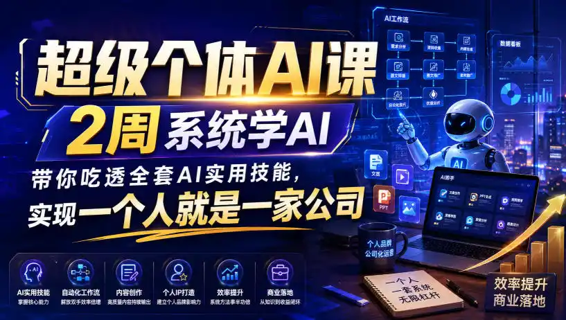 超级个体AI课，2周系统学AI，带你吃透全套AI实用技能，实现一个人就是一家公司 - 项目资源网