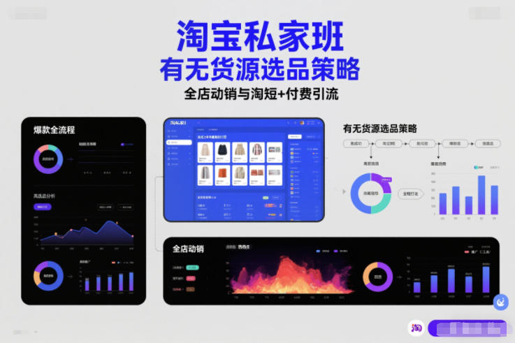 淘宝私家班，有无货源选品策略，高成功率爆款全流程打法，全店动销与淘短+付费引流(更新2026年6月1日) - 项目资源网