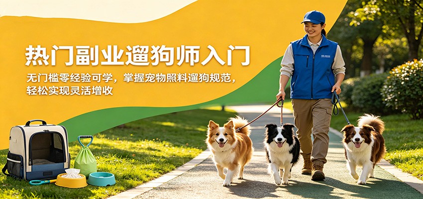 热门副业遛狗师入门，无门槛零经验可学，掌握宠物照料遛狗规范，轻松实现灵活增收 - 项目资源网