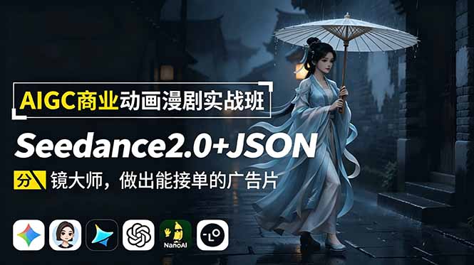 AIGC商业动画漫剧实战班-更新：Seedance2.0+JSON分镜大师，做出能接单的广告片 - 项目资源网