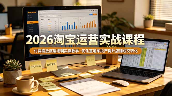 2026 淘宝运营实战课程，付费投放底层逻辑实操教学，优化直通车投产提升店铺成交转化 - 项目资源网