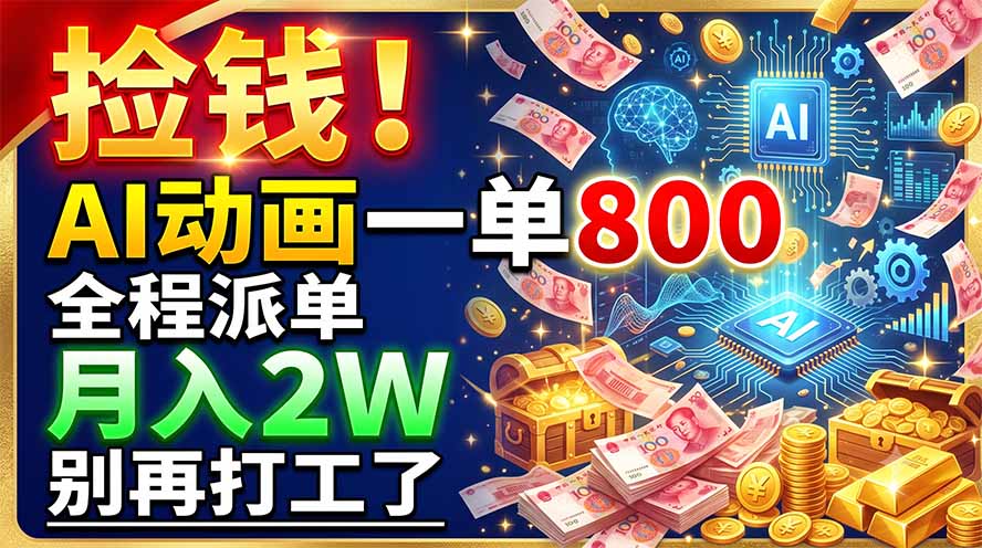 捡钱！AI动画一单800，全程派单，月入2W，别再打工了 - 项目资源网