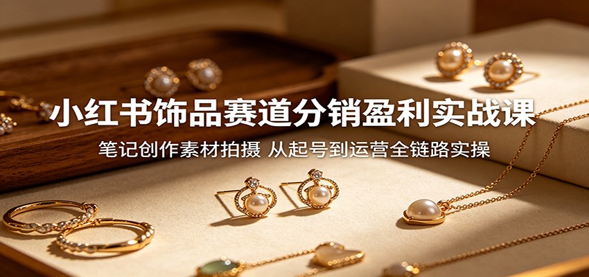 小红书饰品赛道分销盈利实战课：笔记创作素材拍摄，从起号到运营全链路实操 - 项目资源网