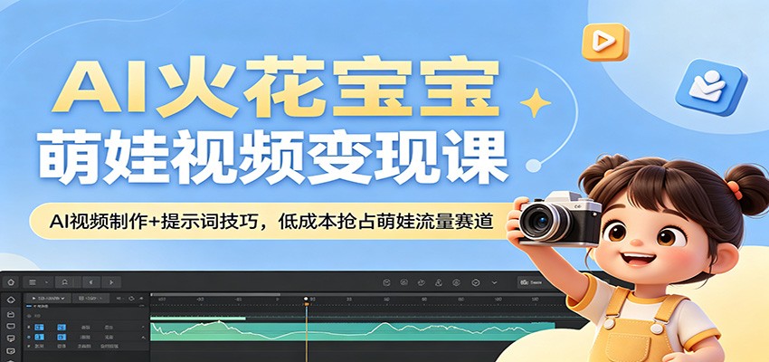 AI火花宝宝萌娃视频变现课：AI视频制作+提示词技巧，低成本抢占萌娃流量赛道 - 项目资源网