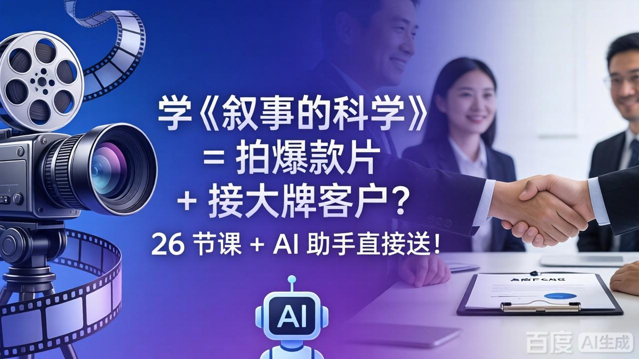 学《叙事的科学》= 拍爆款片 + 接大牌客户？26 节课 + AI 助手直接送！ - 项目资源网