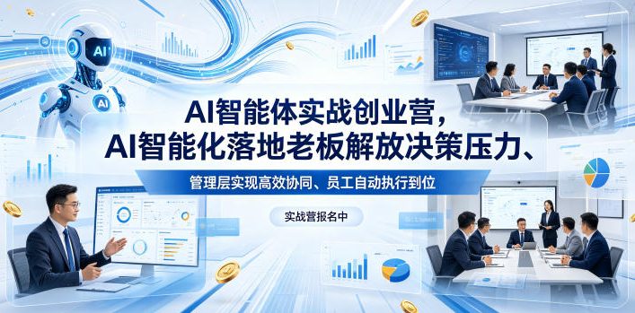 AI智能体实战创业营26年4月23-25号线下课，AI智能化落地老板解放决策压力、管理层实现高效协同、员工自动执行到位 - 项目资源网