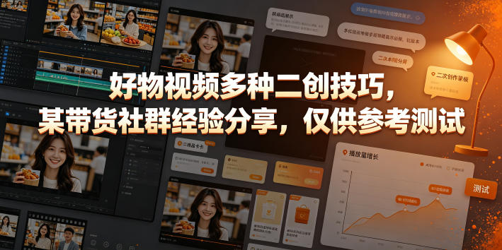好物视频多种二创技巧，某带货社群经验分享，仅供参考测试 - 项目资源网
