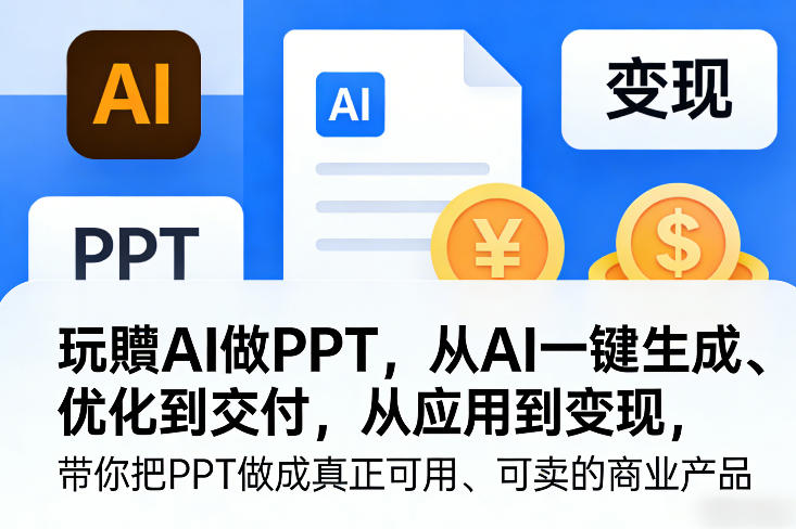 玩賺AI做PPT，从AI一键生成、优化到交付，从应用到变现，带你把PPT做成真正可用、可卖的商业产品(更新0421) - 项目资源网