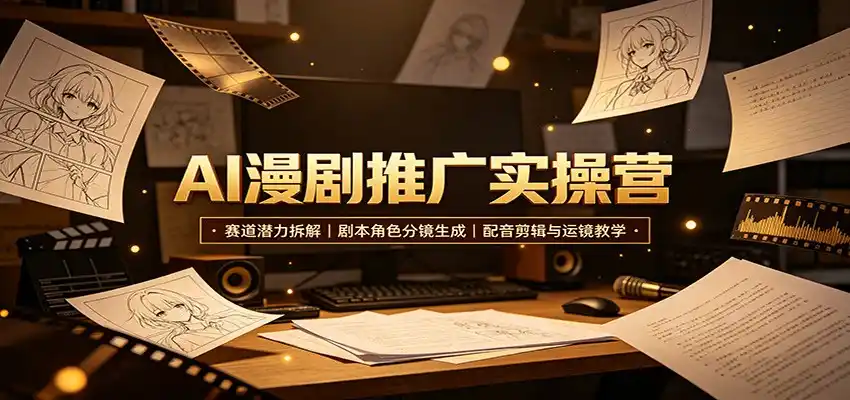 AI漫剧推广实操营：赛道潜力拆解，剧本角色分镜生成，配音剪辑与运镜教学 - 项目资源网