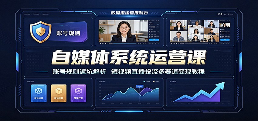 自媒体系统运营课：账号规则避坑解析，短视频直播投流多赛道变现教程 - 项目资源网