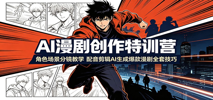 AI漫剧创作特训营：角色场景分镜教学，配音剪辑AI生成爆款漫剧全套技巧 - 项目资源网