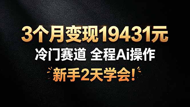 3个月变现19431元，冷门赛道 全程Ai操作，新手2天学会！ - 项目资源网