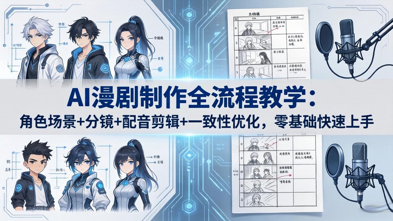 AI漫剧制作全流程教学：角色场景+分镜+配音剪辑+一致性优化，零基础快速上手 - 项目资源网