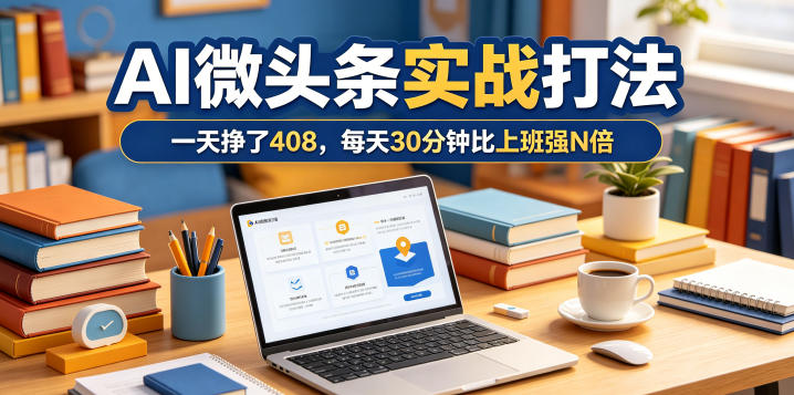 一天挣了408，AI微头条实战打法，每天30分钟比上班强N倍 - 项目资源网