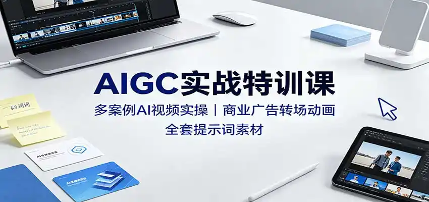 AIGC实战特训课：多案例AI视频实操，商业广告转场动画，全套提示词素材 - 项目资源网