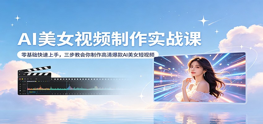 AI美女视频制作实战课：零基础快速上手，三步教会你制作高清爆款AI美女短视频 - 项目资源网