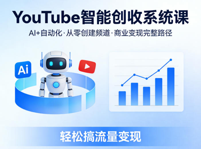 YouTube智能创收系统课，AI+自动化，从零创建YouTube频道并实现商业变现的完整路径，轻松搞流量变现 - 项目资源网