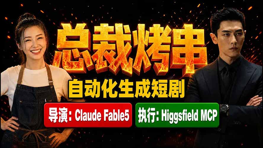 《总裁烤串》真人短剧全自动诞生！Claude Fable5 当导演，Higgsfield MCP 执行！ - 项目资源网