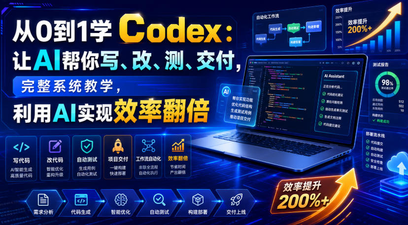 从0到1学Codex：让AI帮你写、改、测、交付，完整系统教学，利用AI实现效率翻倍 - 项目资源网