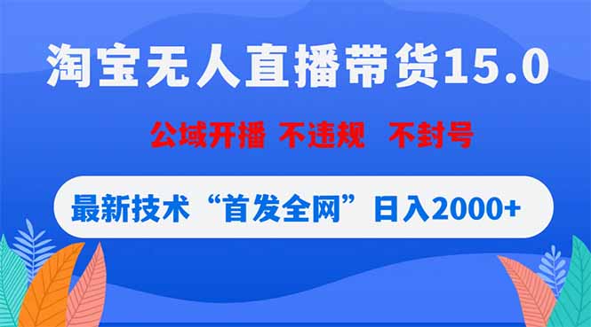 淘宝无人直播带货15.0，不封号，不违规，公域玩法，首发全网日入2000+ - 项目资源网