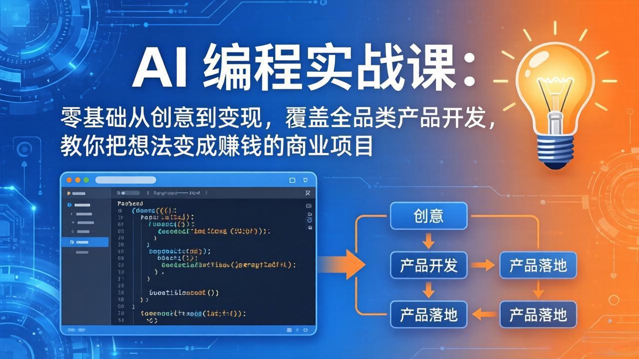 AI编程实战课-第三期-6月更新：零基础从创意到变现，覆盖全品类产品开发，把想法变成赚钱项目 - 项目资源网