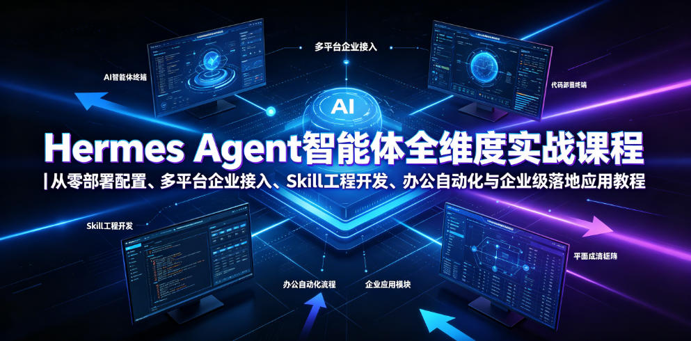Hermes Agent智能体全维度实战课程｜从零部署配置、多平台企业接入、Skill工程开发、办公自动化与企业级落地应用教程 - 项目资源网