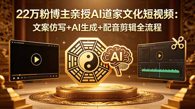 22万粉博主亲授AI道家文化短视频：文案仿写+AI生成+配音剪辑全流程 - 项目资源网