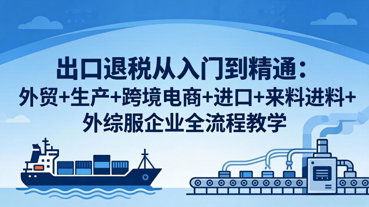 出口退税从入门到精通：外贸+生产+跨境电商+进口+来料进料+外综服企业全流程教学 - 项目资源网