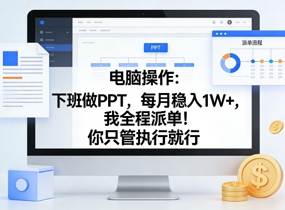电脑操作：下班做PPT，每月稳入1W+，我全程派单！你只管执行就行【揭秘】 - 项目资源网