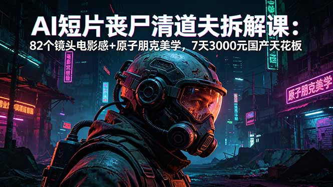 AI短片《丧尸清道夫》拆解课：82个镜头电影感+原子朋克美学，7天3000元国产天花板 - 项目资源网