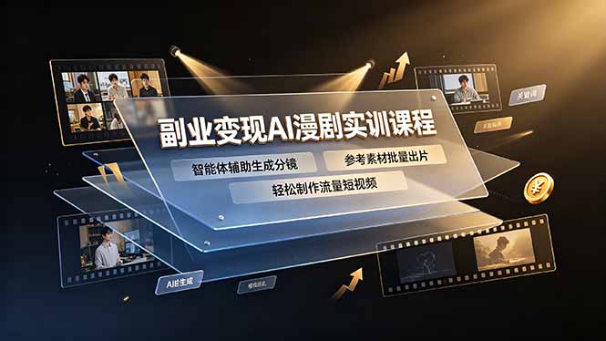 副业变现AI漫剧实训课程，智能体辅助生成分镜，参考素材批量出片，轻松制作流量短视频 - 项目资源网