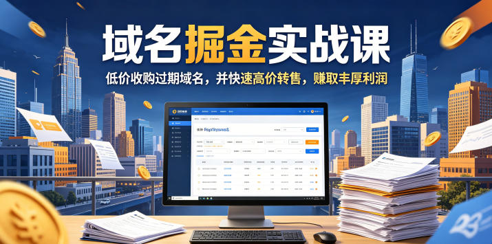 域名交易掘金实战课，低价收购过期域名，并快速高价转售，賺取丰厚利润【原创双语字幕】 - 项目资源网