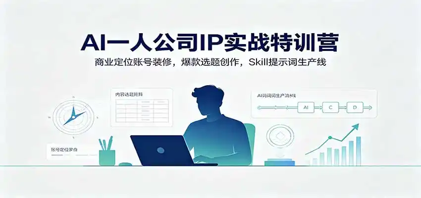 AI一人公司IP实战特训营：商业定位账号装修，爆款选题创作，Skill提示词生产线 - 项目资源网