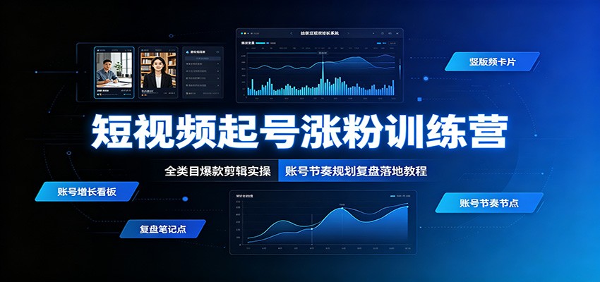 短视频起号涨粉训练营：全类目爆款剪辑实操，账号节奏规划复盘落地教程 - 项目资源网