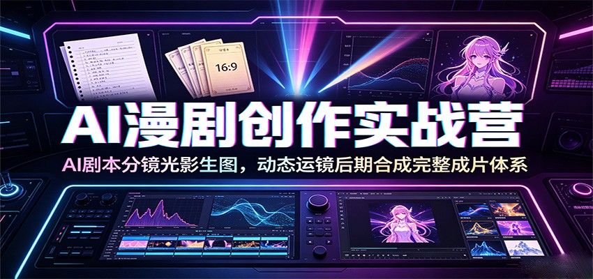 AI漫剧创作实战营：AI剧本分镜光影生图，动态运镜后期合成完整成片体系 - 项目资源网