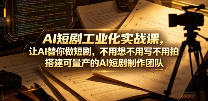 AI短剧工业化实战课，让AI替你做短剧，不用想不用写不用拍，搭建可量产的AI短剧制作团队 - 项目资源网