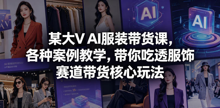 某大V AI服装带货课，各种案例教学，带你吃透服饰赛道带货核心玩法 - 项目资源网