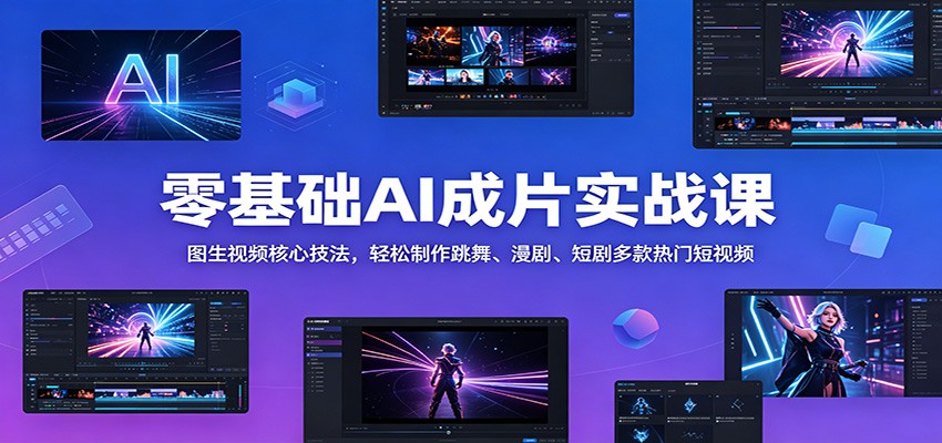 零基础AI成片实战课：图生视频核心技法，轻松制作跳舞、漫剧、短剧多款热门短视频 - 项目资源网