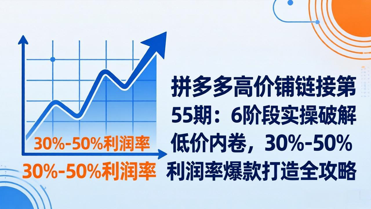 拼多多高价铺链接第55期：6阶段实操破解低价内卷，30%-50%利润率爆款打造全攻略 - 项目资源网