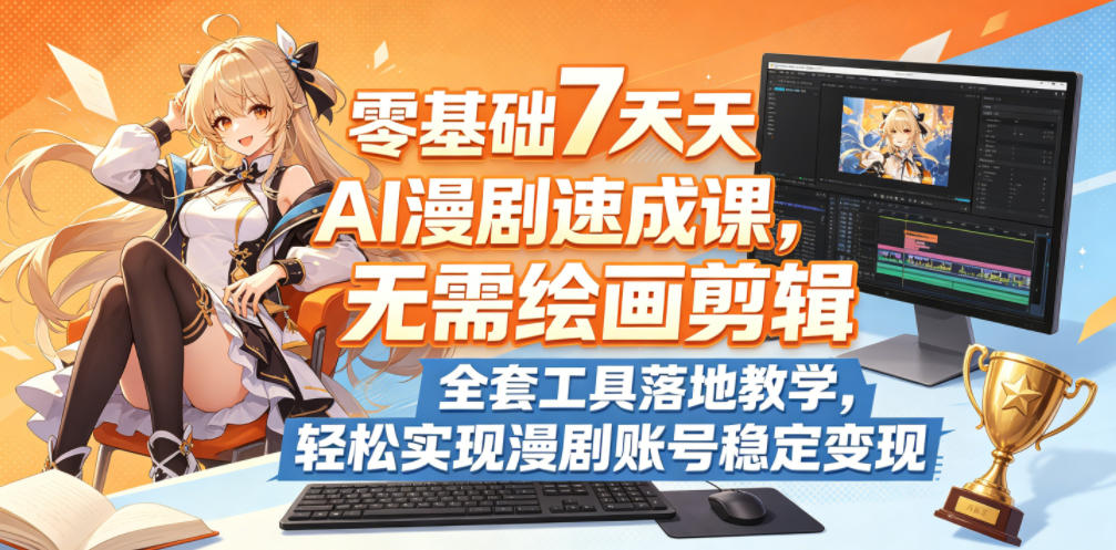 零基础7天AI漫剧速成课，无需绘画剪辑，全套工具落地教学，轻松实现漫剧账号稳定变现 - 项目资源网