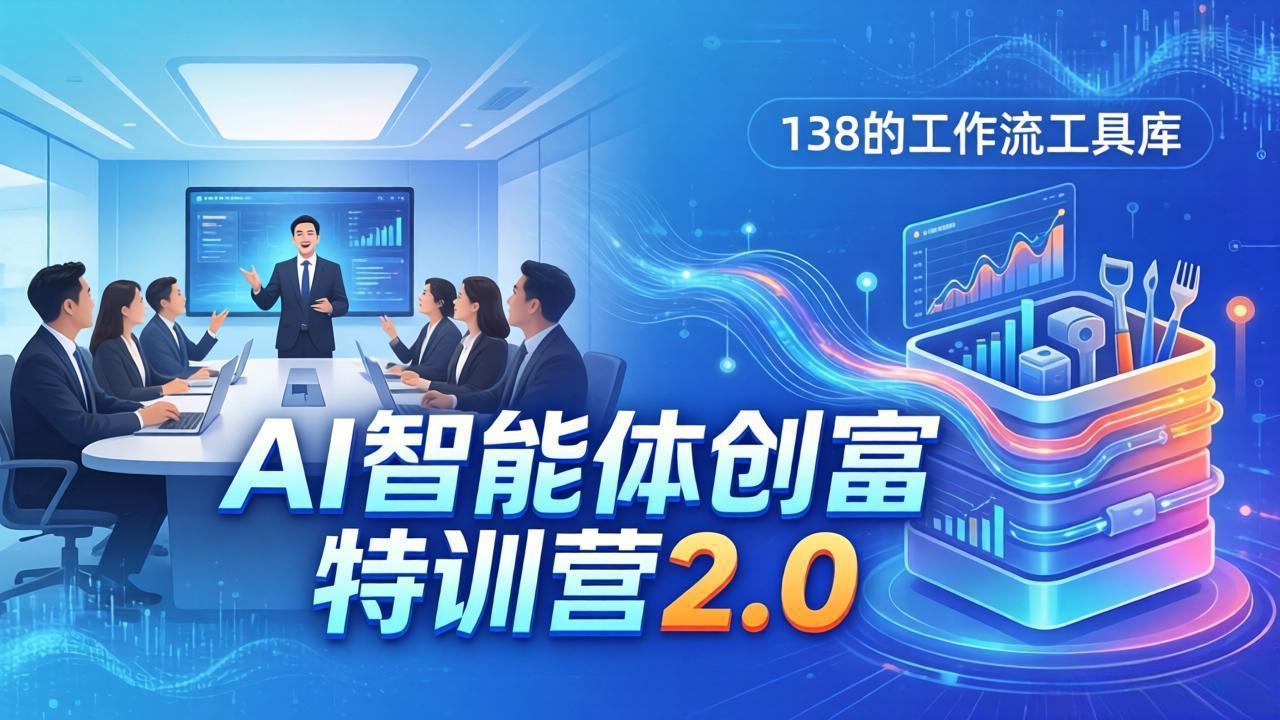 AI智能体创富训练营2.0：3天闭门直播+视频课+工具库，从0到1搭建智能体附138个工作流 - 项目资源网